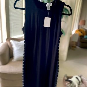 NWT. CARMEN BLACK DRESS ..CICILY EITH BLACK ROPING DOWN EACH SIDE..SIZED XS.